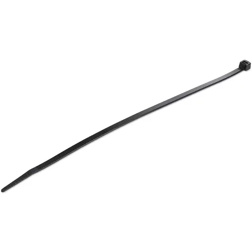 Bridas de 25cm para cables - 4 mm de ancho, 68 mm de diámetro, soportan 22 kg de tensión, de nylon, cierre automático y punta curva, 94V-2/UL, paquete de 100 - negras - Imagen 1