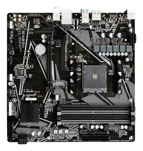 Placa base A520M DS3H V2 - Soporta CPUs AMD Ryzen serie 5000 AM4, hasta 4733 MHz DDR4 (OC), PCIe 3.0 x16, LAN GbE, USB 3.2 Gen 1 - Imagen 2