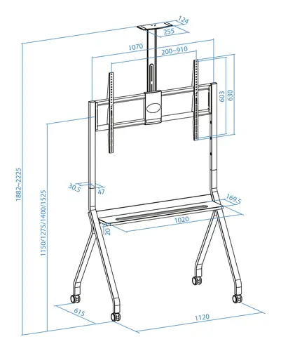 iStar Soporte de Suelo con Ruedas para Pantallas 55"- 100", Negro - Imagen 9