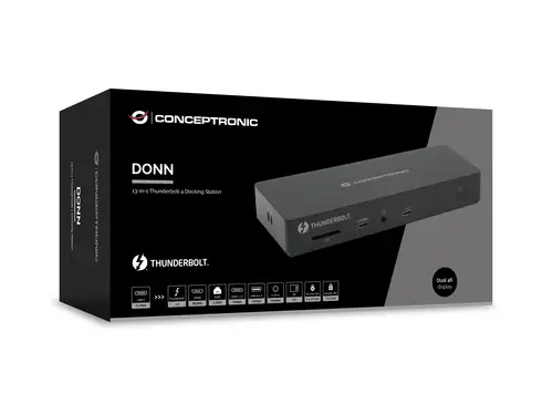 DONN30B base para portátil y replicador de puertos Alámbrico Thunderbolt 4 Negro - Imagen 8