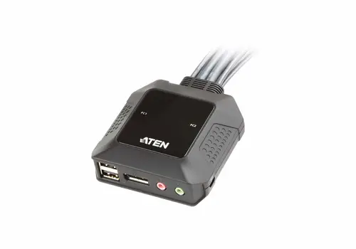 Switch KVM formato cable DisplayPort USB de 2 puertos selector remoto de puerto - Imagen 3
