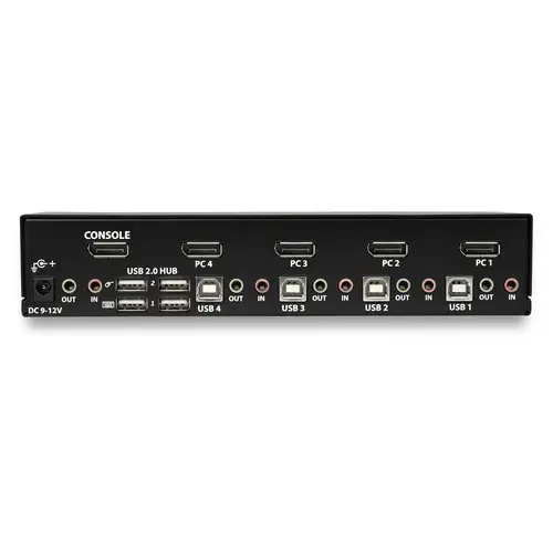 Switch Conmutador KVM de 4 Puertos DisplayPort - 4K 60Hz - para Una Pantalla - Switch KVM de 4 Puertos DP 1.2 con Hub Ladrón USB 2.0 y Audio - Dell, HP, Apple - TAA - Imagen 4