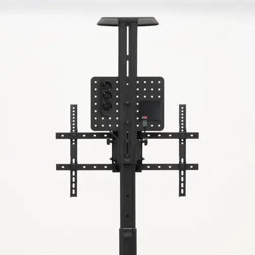 COMETA Soporte de Suelo con Ruedas con Regulación de Altura para Pantallas 37"- 70", Rotación 90°, Negro - Imagen 6