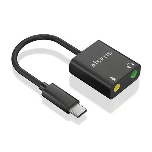 Conversor USB-C a Audio 48KHz, USB-C/M-2xJack 3.5/H, Negro, 10 cm - Imagen 2