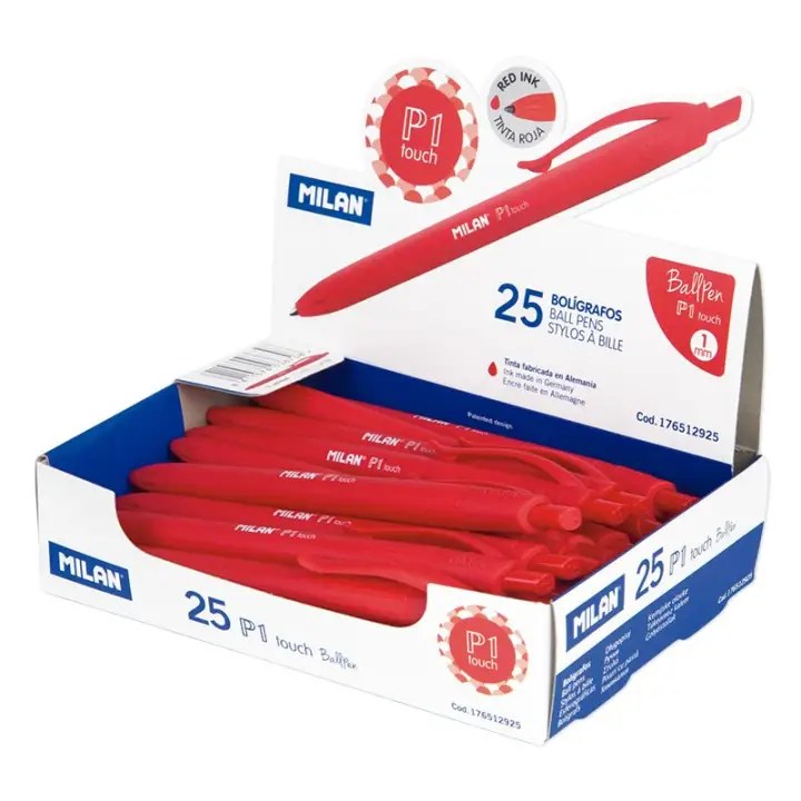 176512925 bolígrafo Rojo Bolígrafo de punta retráctil con pulsador 25 pieza(s)