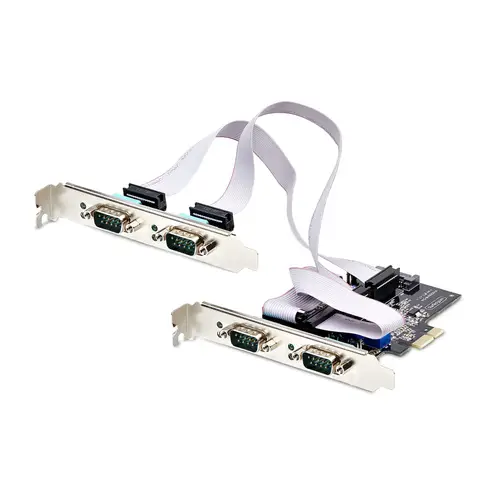 Tarjeta Serie PCI Express de 4 Puertos DB9 - Serial RS232/RS422/RS485 - TAA - UART 16C1050 - ESD de Nivel 4 - con Brackets de Perfil Bajo - Windows Linux - Imagen 1