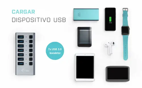 USB 3.0 Charging HUB 7port + Power Adapter 36 W - Imagen 5