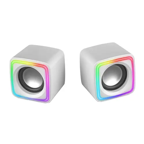MSCUBEW Blanco, Altavoces Gaming RGB Compactos, Procesador Sonido DSP 8W, Control Volumen - Imagen 3