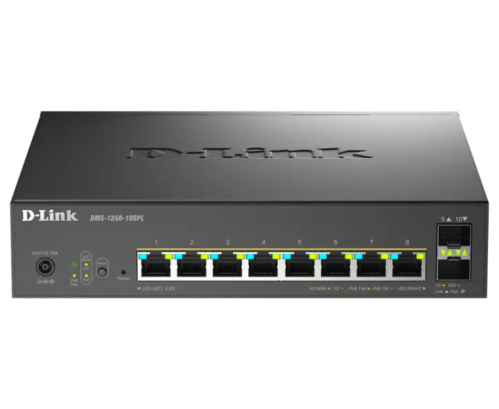 DMS-1250-10SPL Gestionado 2.5G Ethernet (100/1000/2500) Energía sobre Ethernet (PoE) Negro