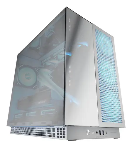 MC-NOVA3, Caja Gaming Custom XXL E-ATX, Tripe Cristal Cromado Continuo Sin Marco, Soporte Completo Refrigeración Líquida, Aluminio Aeroespacial 2mm, Torre PC con Doble Cámara, USB-C, Blanco - Imagen 1
