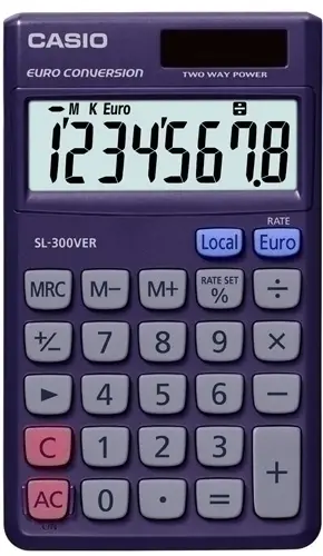 CALCULADORA BOLS.CASIO  8 DIG. SL-300VER