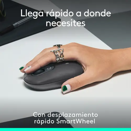 POP Mouse, ratón inalámbrico Bluetooth compacto y portátil con botones programables y clics discretos, tecnología Easy-Switch para alternar hasta 3 dispositivos, portátil, tablet, PC: grafito - Imagen 3