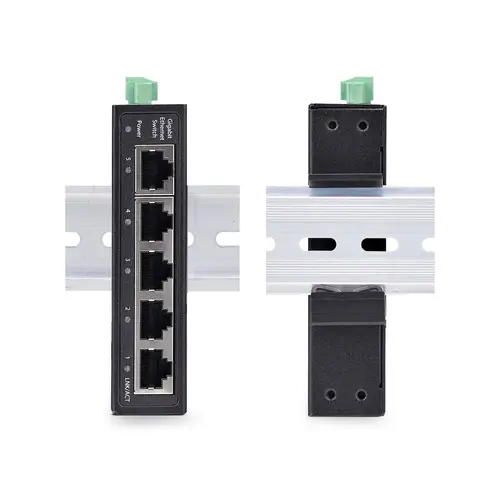 Switch Ethernet Industrial de 5 Puertos no Gestionado IP30 - Ethernet 100/1000 - Montaje en Pared o Carril DIN - IP30 - -40C-75C - 9~60VDC - TAA - Imagen 8