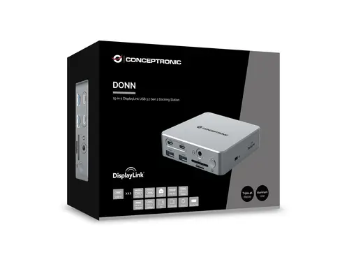 DONN25G base para portátil y replicador de puertos Alámbrico USB 3.2 Gen 2 (3.1 Gen 2) Type-C Plata - Imagen 7