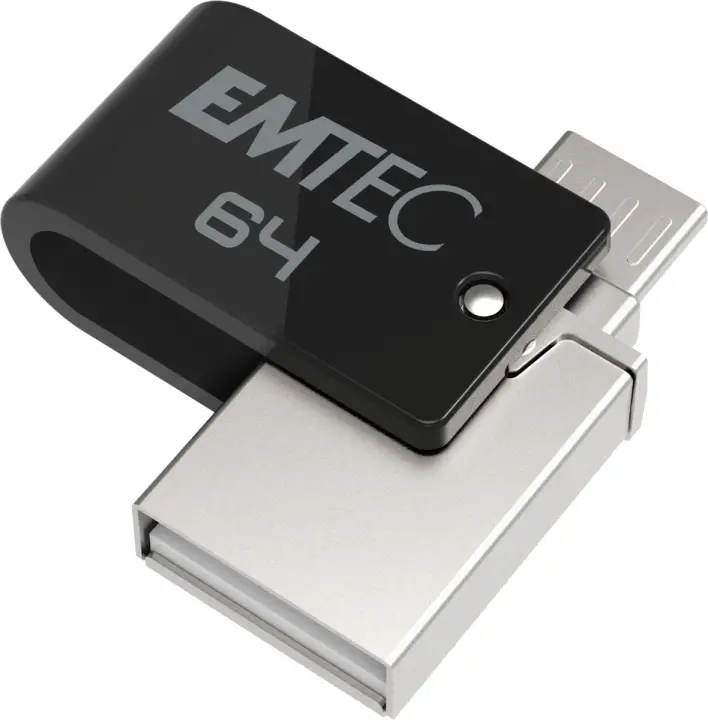 T260B unidad flash USB 64 GB USB Type-A / Micro-USB 2.0 Negro, Acero inoxidable