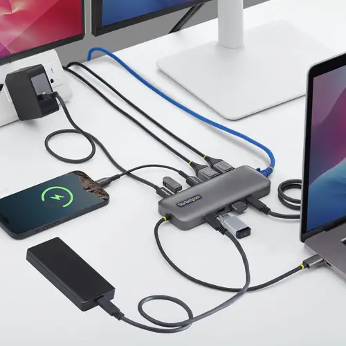 Adaptador Multipuertos USB-C a DP de Dos Pantallas - Mini Dock Tipo C 10 en 1 DisplayPort - PD de Carga de 100W - 2x 4K 60Hz - Hub Ladrón de 5Gbps de 5 Puertos - Red Ethernet GbE - Imagen 6