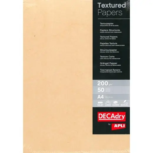 APLI PAPEL TEXTURA A4 200GR PACK 50H HABANA