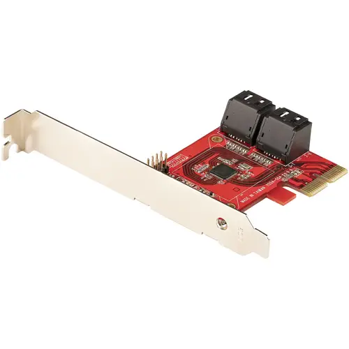 Tarjeta PCIe Controladora SATA de 4 Puertos - Tarjeta de Expansión PCI Express SATA - 6Gbps - Perfil Bajo/Completo - Conectores SATA Apilados - ASM1164 sin RAID - Imagen 1