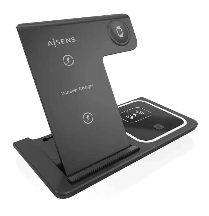 Cargador Inalambrico USB-C 3 En 1 De 15W Para Movil, Apple Watch, Ariculares Con Estuche De Carga, Negro
