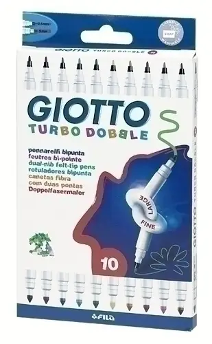 ROTULADOR GIOTTO TURBO DOBLE PUNTA GRUESA Y PUNTA FINA CAJA DE 10 COLORES