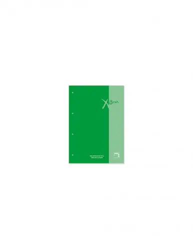 RECAMBIO XBLOCK DIN A4 TAPA CARTÓN 4 TALADROS 80 HOJAS PAPEL 90GRS. CUADRICULA 5X5 + GRECA COLOR VERDE OSC. PACSA 21160