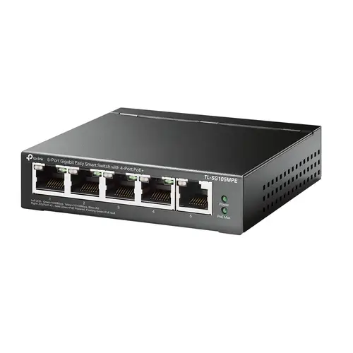 TL-SG105MPE switch L2 Gigabit Ethernet (10/100/1000) Energía sobre Ethernet (PoE) Negro - Imagen 1