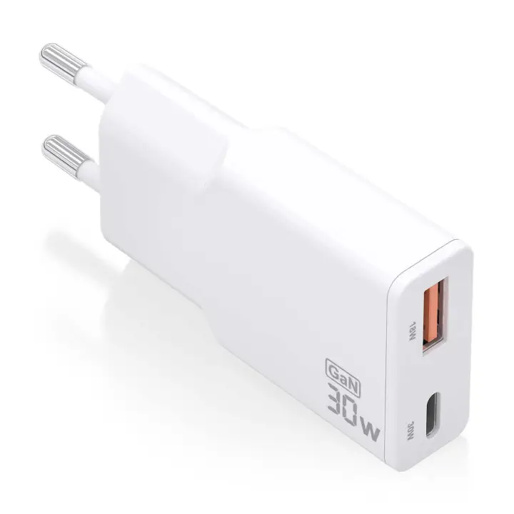 ASCH-30W2P046-W cargador de dispositivo móvil Cámara digital, MP3, MP4, Teléfono móvil, Navegante, Portátil, Consola de juegos portátil, Smartphone, Tableta, Universal Blanco Corriente alterna Carga rápida Interior