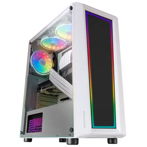 MC-ART Blanco, Caja PC Gaming ATX, Doble Cristal Templado Dibujable, ARGB 12 Modos, Ventilador 12 cm - Imagen 5