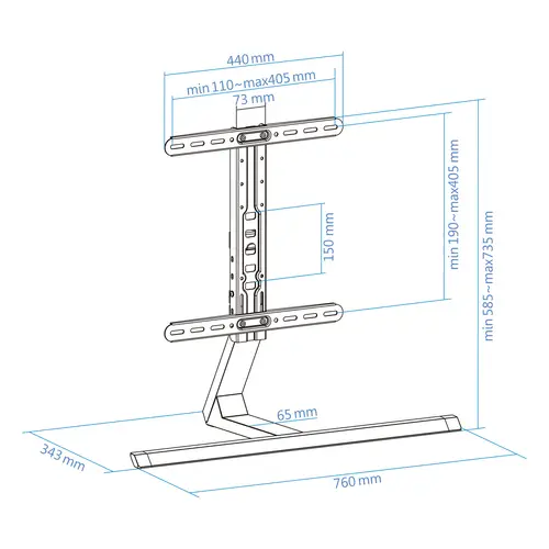 DB3265F-B TV mount 165,1 cm (65") Negro - Imagen 10
