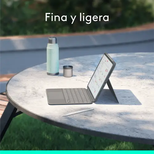 Combo Touch, iPad Air 11 in (M2), iPad Air (4.ª y 5.ª Gen. - 2020, 2022), Funda con Teclado - Teclado retroiluminado extraíble con Soporte abatible, Disposición QWERTY Español - Gris - Imagen 7