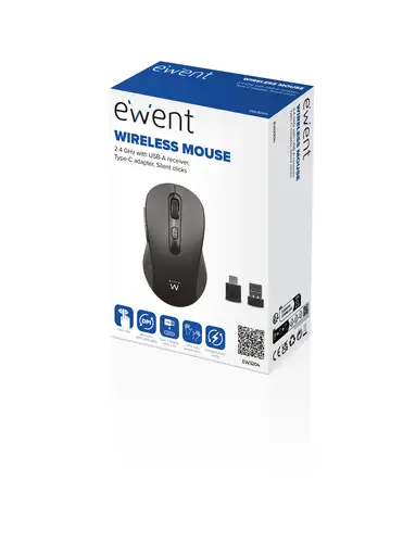 Ratón inalámbrico USB-A de 2,4 GHz con botones silenciosos y adaptador tipo C - Imagen 2