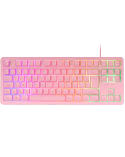 MK023, Teclado Gaming TKL, Tecnología Híbrida H-Mech, Iluminación FRGB Rainbow, Anti-ghosting, Compatibilidad Universal, Rosa, Idioma Español - Imagen 1