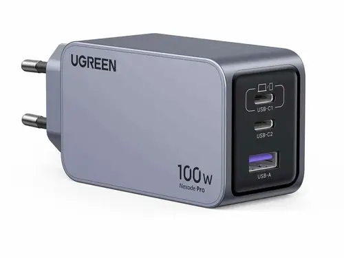 Nexode Pro EU 3-Port GaN PD Fast Charger With USB-C Cable Universal Negro, Gris Corriente alterna Carga rápida Interior - Imagen 2