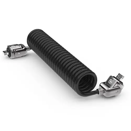Dual Head Coiled Cable Keyed Lock cable antirrobo Negro - Imagen 3