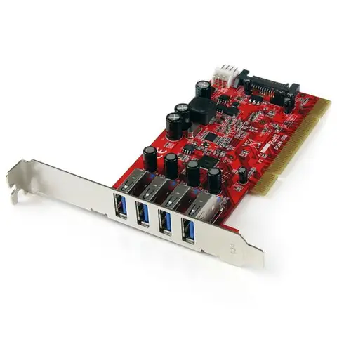 Tarjeta Adaptador PCI USB 3.0 (5Gbps) SuperSpeed 4 Puertos Con Alimentación SATA LP4 - Hub Concentrador Interno - Ladrón USB Interno - 2x USB A Hembra - Imagen 1