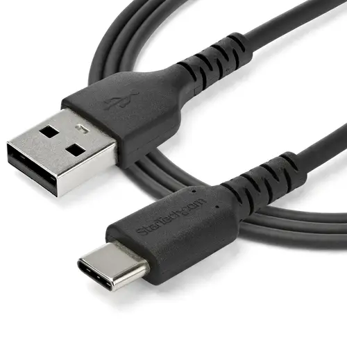 Cable de Carga USB-A a USB-C de 1m - Cable de Carga Rápida y Sincronización USB 2.0 de Servicio Pesado - Cable de Datos USB 2.0- Resistente con Fibra de Aramida - M/M - 3A - Negro - Imagen 5