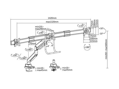 Soporte de sobremesa para monitor triple de 17"-27 - Imagen 8
