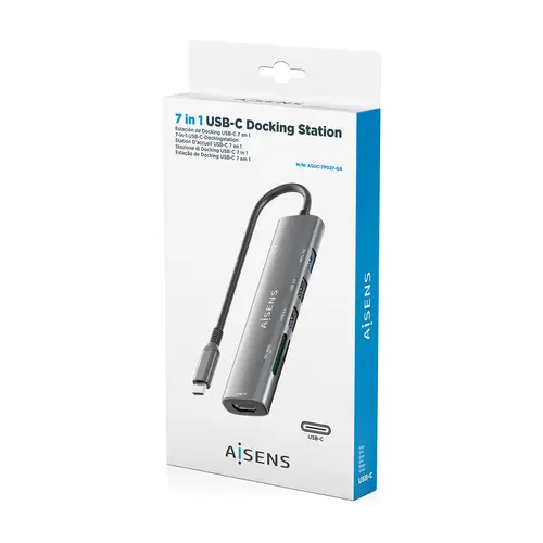 USB-C Dock 7 en 1, USB-C A, 1x HDMI, 2x USB-A USB2.0, 1x USB-A USB3.0, 1x USB-C PD 100W, 1x SD, 1x MicroSD, Gris, 15cm - Imagen 7