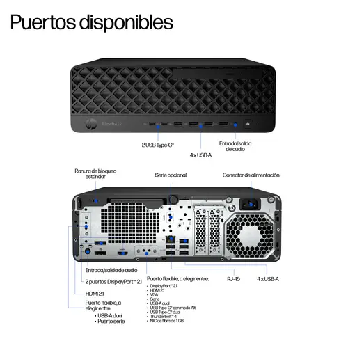 EliteDesk 8 SFF G1i Desktop AI PC Wolf Pro Security Edition Intel Core Ultra 5 235 32 GB DDR5-SDRAM 1 TB SSD Windows 11 Pro - Imagen 3