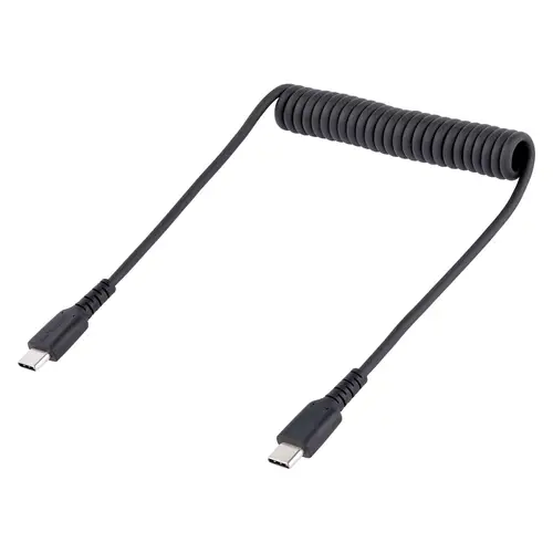 Cable de 50cm de Carga USB C a USB C, Cable USB Tipo C Rizado de Carga Rápida y Servicio Pesado, Cable USB 2.0 USBC, de Fibra de Aramida Resistente, Negro - Imagen 3