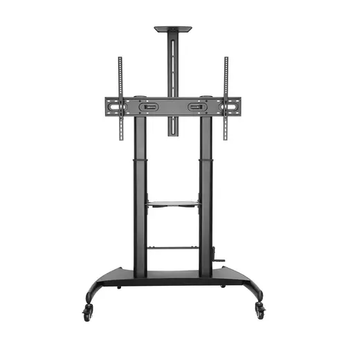 Soporte de Suelo ECO con Ruedas y Manivela, Bandeja para DVD y Soporte de Cámara para Monitor/TV 100Kg de 60-100, Negro - Imagen 1