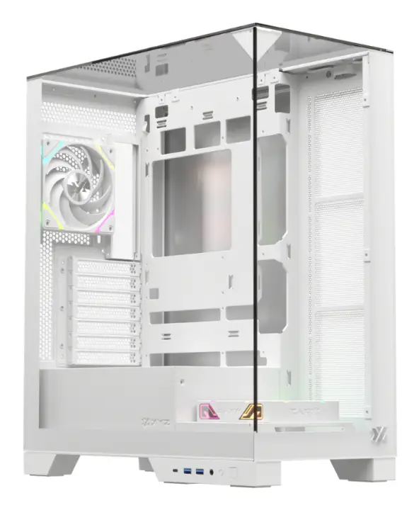 TRIFECTA, TORRE GAMING, 2x VENTILADORES, 3D ULTRA-PANORAMICO,BTF, TYPO C, ATX, BLANCA