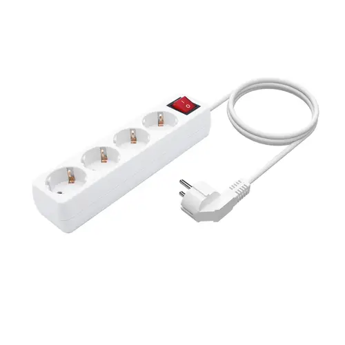Base Multiple 4 Tomas con Interruptor con Cable 3×1.5mm2, Blanco, 1.4 m - Imagen 2