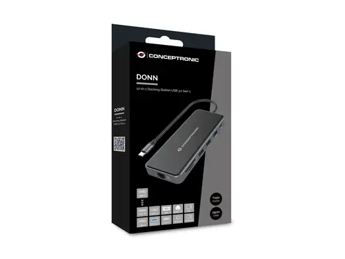 DONN15G base para portátil y replicador de puertos Alámbrico USB 3.2 Gen 1 (3.1 Gen 1) Type-C Gris - Imagen 3