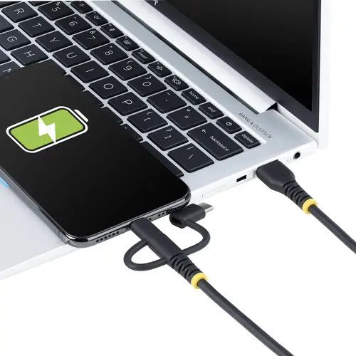 Cable Multicarga Resistente USB de 1m - Lightning/Micro-USB/USB-C - Certificado Apple MFi - Recubrimiento de Aramida - Cable Cargador USB Tipo C 3 en 1 - para iPhone/iPad/Android - Imagen 8