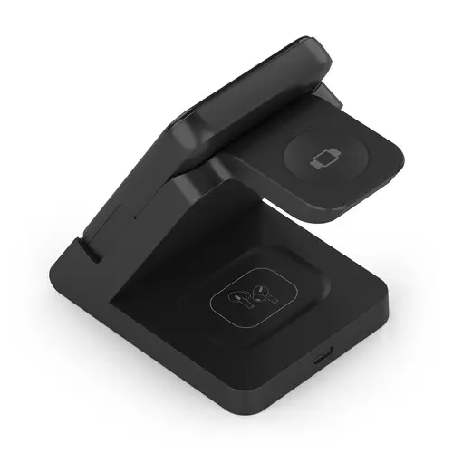 AISENS Cargador Inalambrico USB C 4 en 1 De 15W Para Movil  Apple Watch  Auriculares Con Estuche De Carga  Negro - Imagen 4