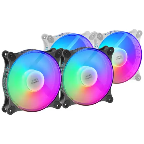 MFDUO, Kit 2 Ventiladores FRGB Rainbow 360°, Ultra-silencioso, Doble Conexión 3PIN + 4PIN, Negro - Imagen 6