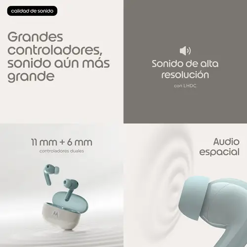 Moto Buds 2 Auriculares Inalámbrico Dentro de oído Llamadas/Música Bluetooth Gris - Imagen 14