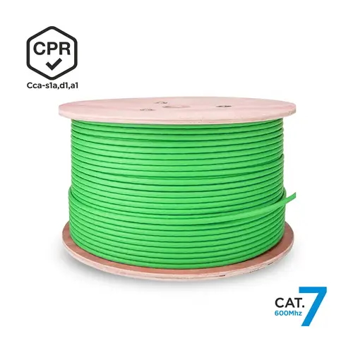 Cable de Red RJ45 LSZH CPR Cca CAT.7 600 MHZ S/FTP AWG23, Verde, 500 m - Imagen 3