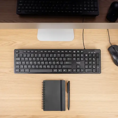 Teclado silencioso USB, 105 teclas, Negro - Imagen 4